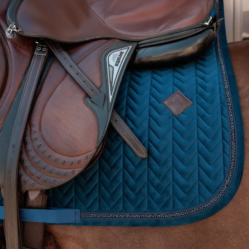 Kentucky Velvet Mini Pearls Show Jump Saddle Pad - Navy-3