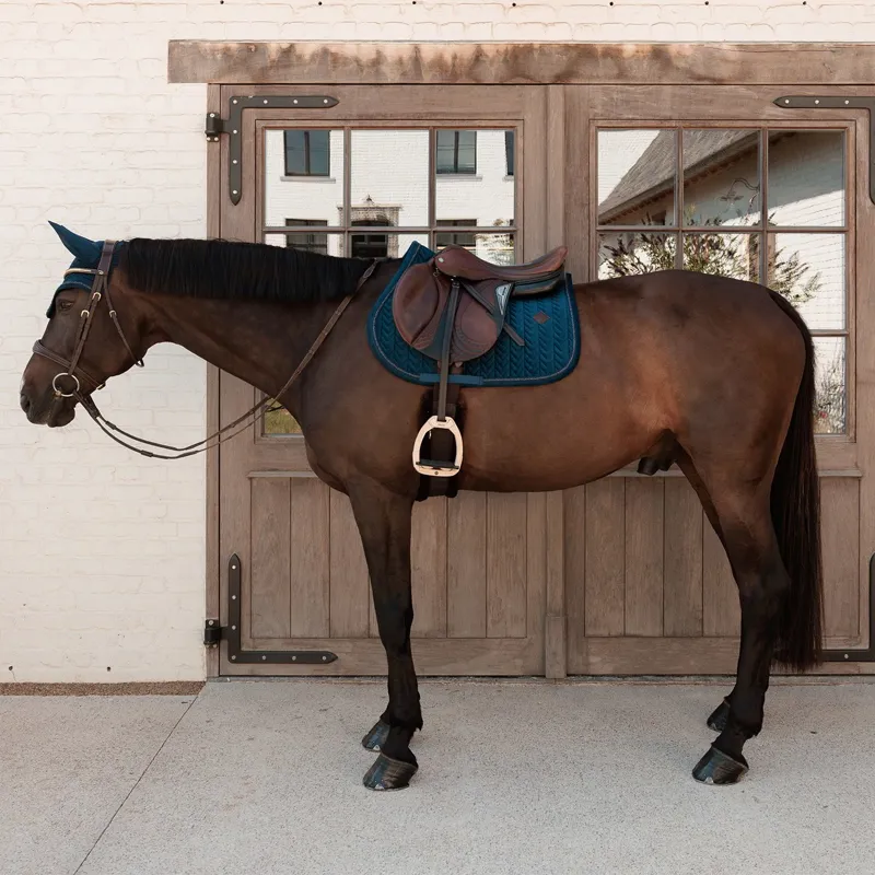 Kentucky Velvet Mini Pearls Show Jump Saddle Pad - Navy-2