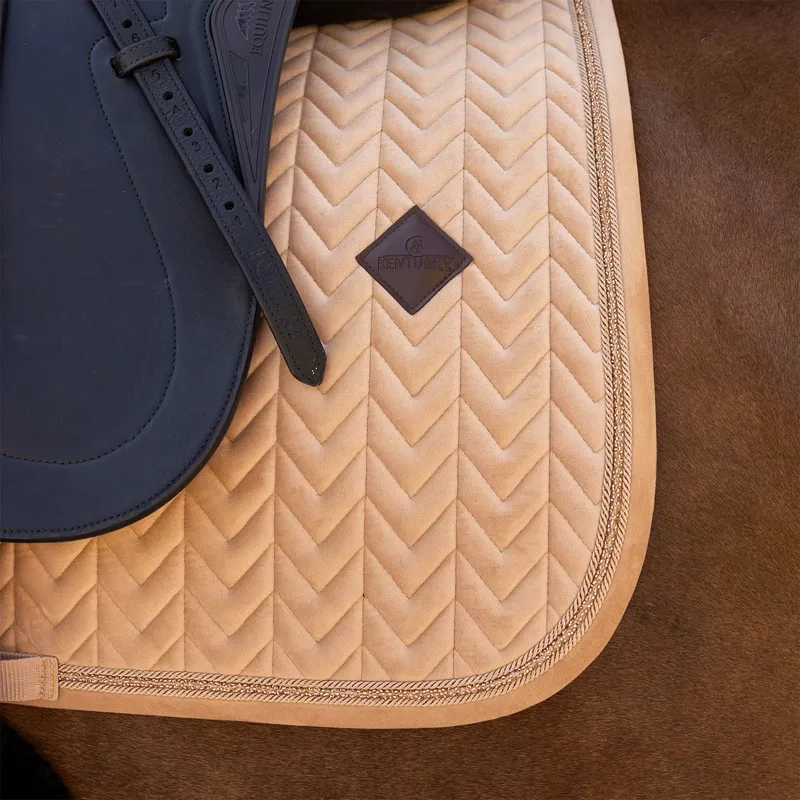 Kentucky Velvet Mini Pearls Dressage Saddle Pad - Beige-2