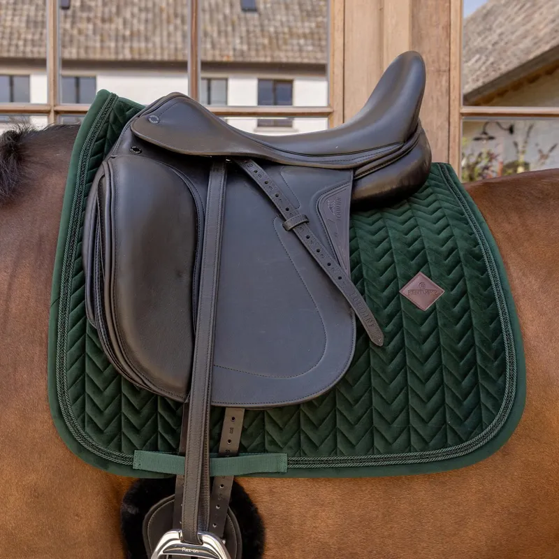 Kentucky Velvet Mini Pearls Dressage Saddle Pad - Pine Green-1