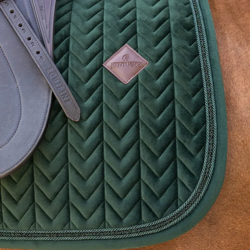 Kentucky Velvet Mini Pearls Dressage Saddle Pad - Pine Green-3