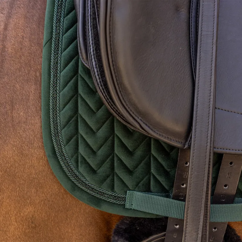 Kentucky Velvet Mini Pearls Dressage Saddle Pad - Pine Green-2