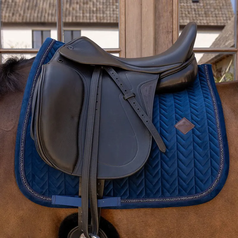 Kentucky Velvet Mini Pearls Dressage Saddle Pad - Navy-1
