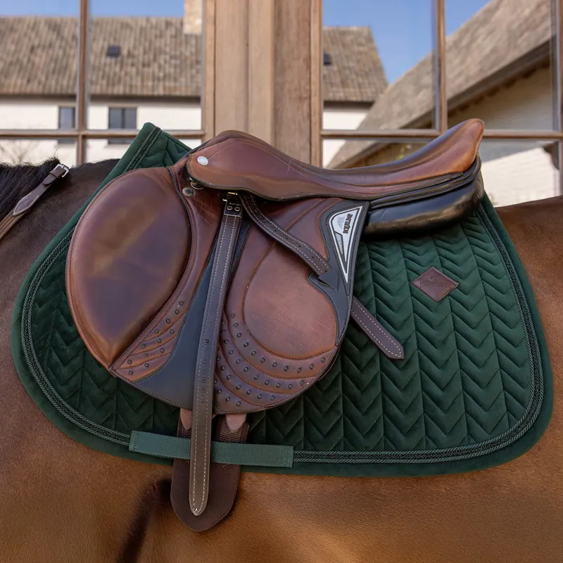 Kentucky Velvet Mini Pearls Show Jump Saddle Pad - Pine Green-1