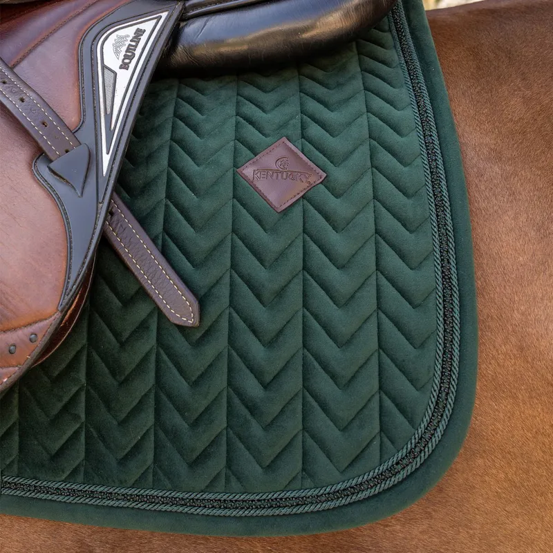 Kentucky Velvet Mini Pearls Show Jump Saddle Pad - Pine Green-3
