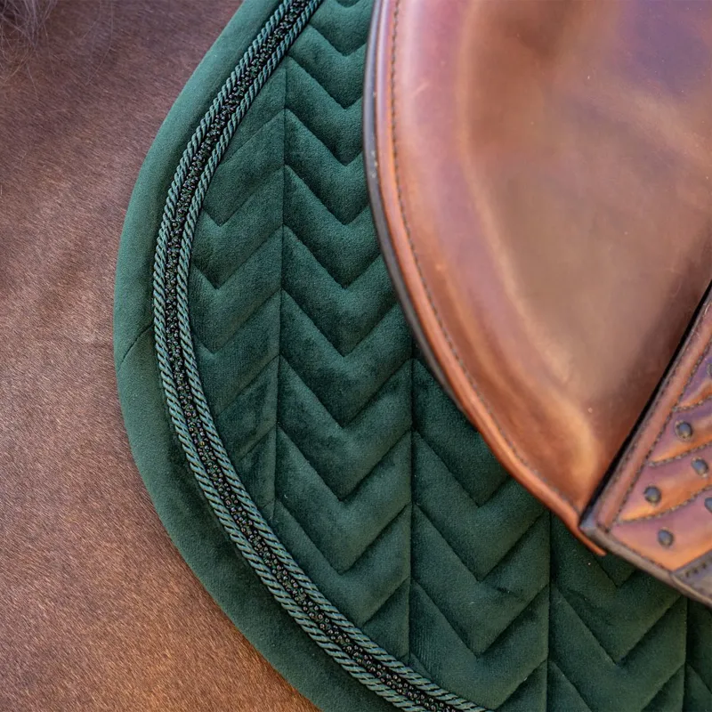 Kentucky Velvet Mini Pearls Show Jump Saddle Pad - Pine Green-2