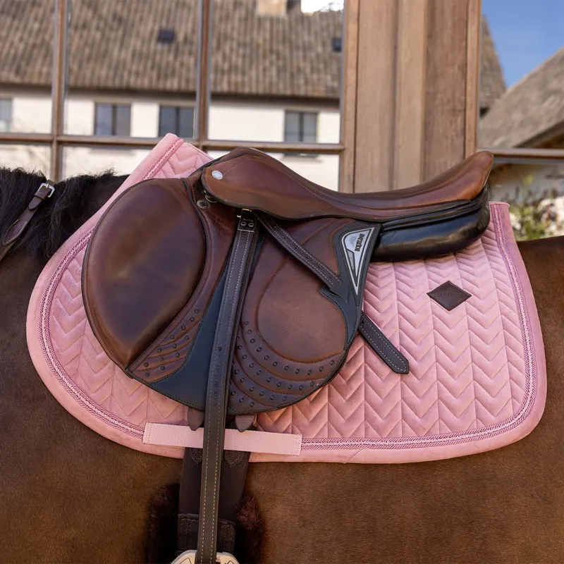 Kentucky Velvet Mini Pearls Show Jump Saddle Pad - Old Rose-1