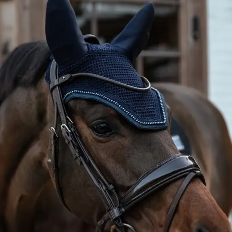 Kentucky Wellington Glitter Band Fly Veil - Navy-1