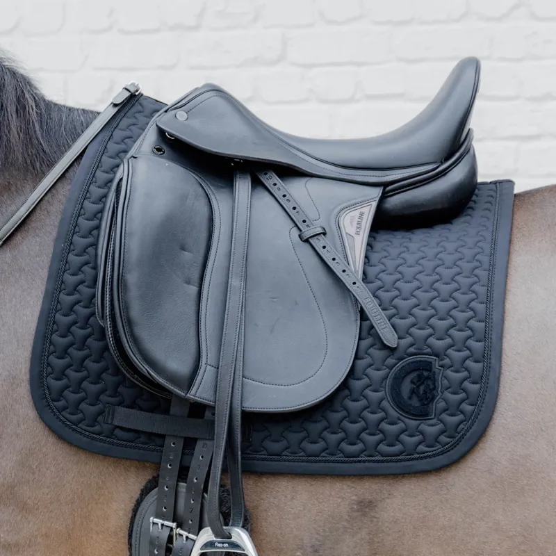 Kentucky 3D Logo Plaited Dressage Saddle Pad - Black-1