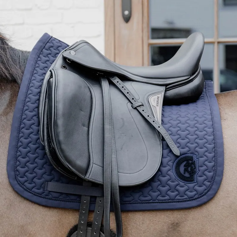 Kentucky 3D Logo Plaited Dressage Saddle Pad - Navy-1