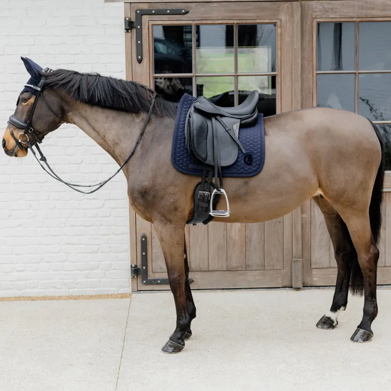 Kentucky 3D Logo Plaited Dressage Saddle Pad - Navy-2