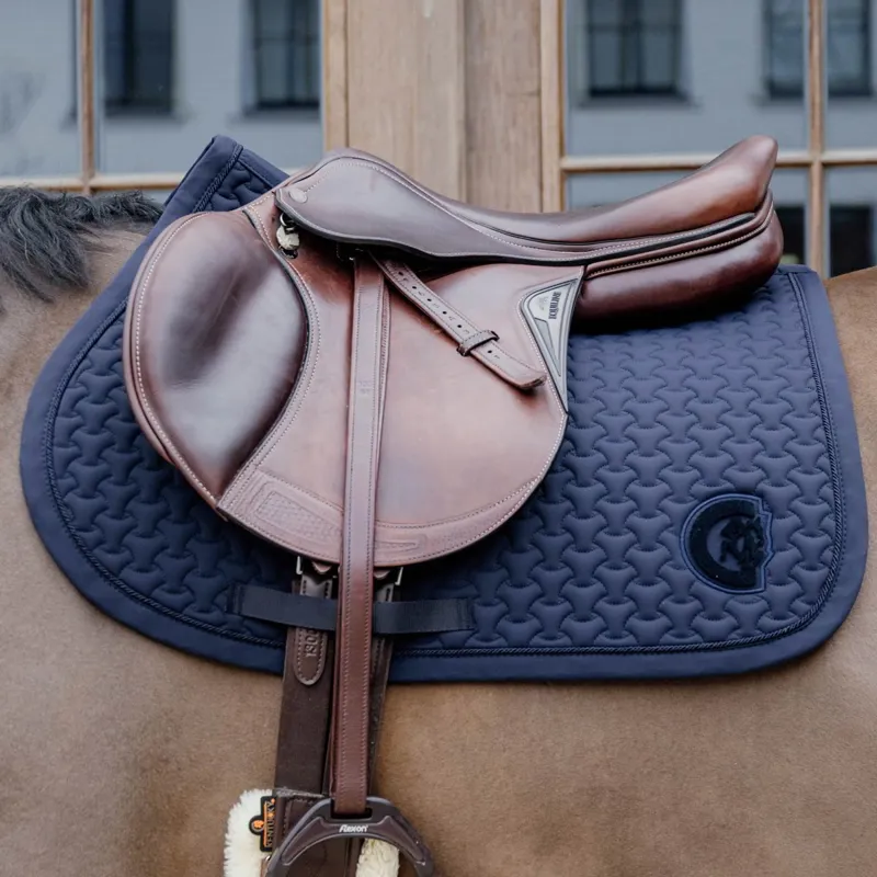 Kentucky 3D Logo Plaited Jumping Saddle Pad - Navy-1