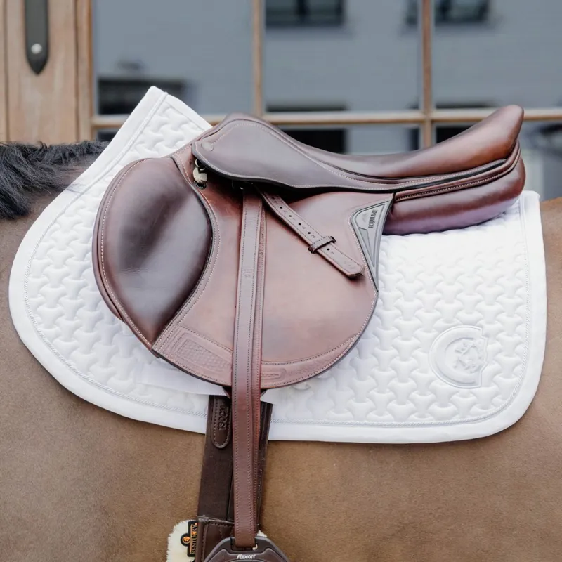 Kentucky 3D Logo Plaited Jumping Saddle Pad - White-1