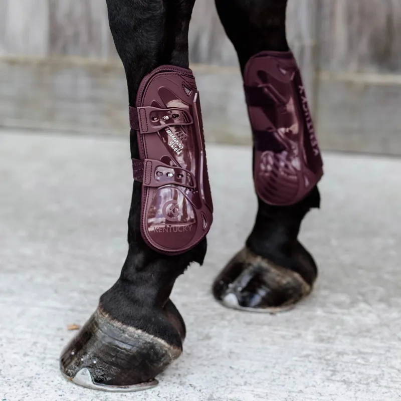 Kentucky Bamboo Shield Tendon Boots with Elastic Straps - Bordeaux