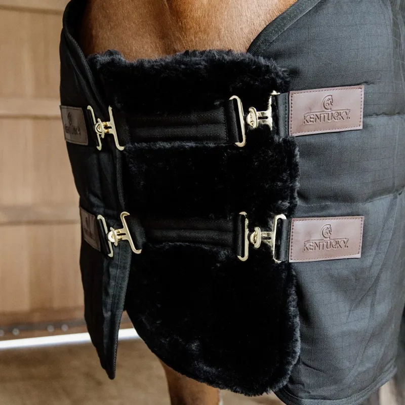 Kentucky Double Buckle Faux Fur Chest Expander - Black-1