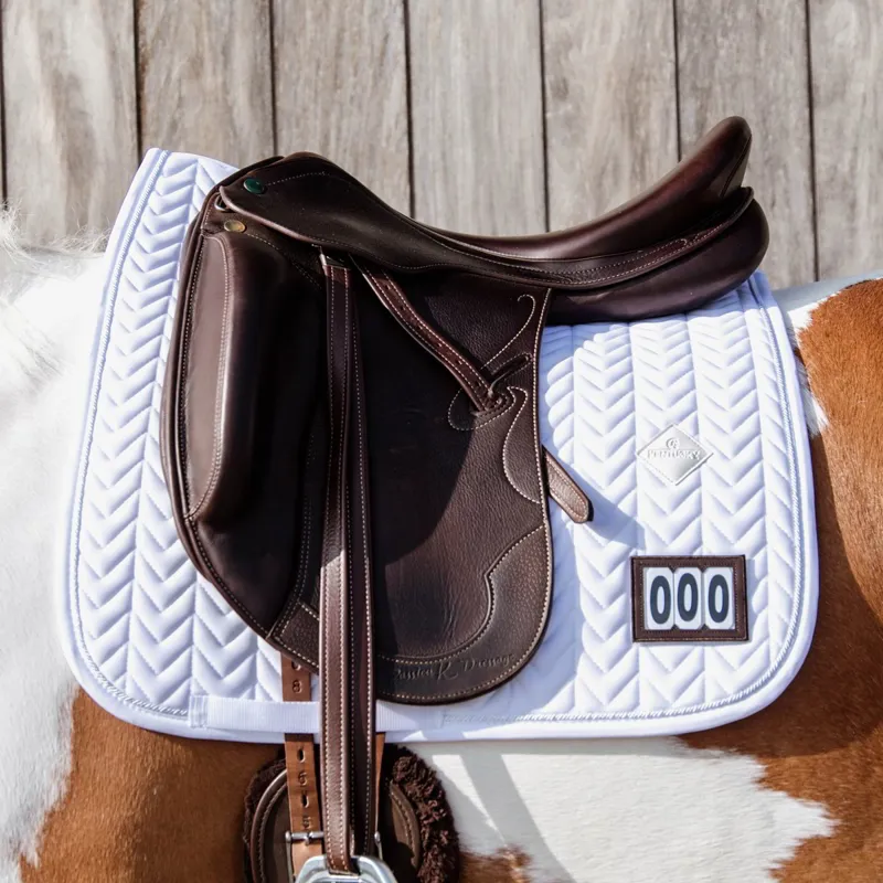 Kentucky Fishbone Competition Dressage Number Saddle Pad - White-1