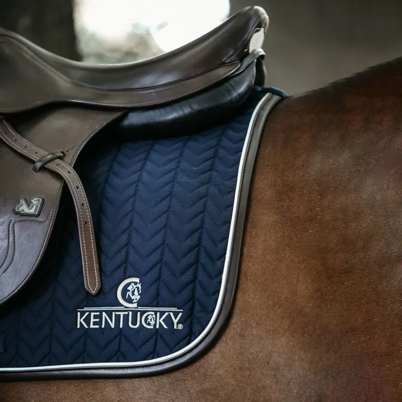 Kentucky Leather Fishbone Jumping Saddle Pad - Navy-2