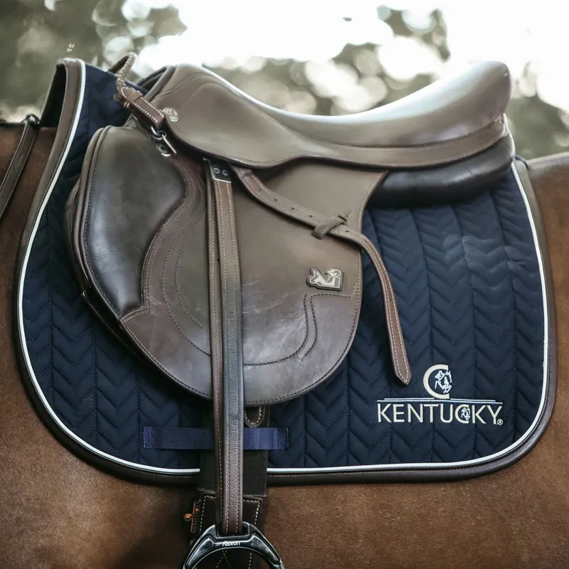 Kentucky Leather Fishbone Jumping Saddle Pad - Navy-1