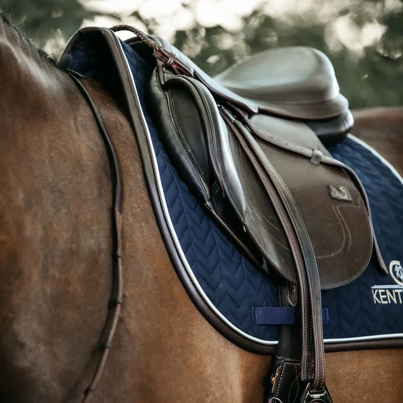 Kentucky Leather Fishbone Jumping Saddle Pad - Navy-3