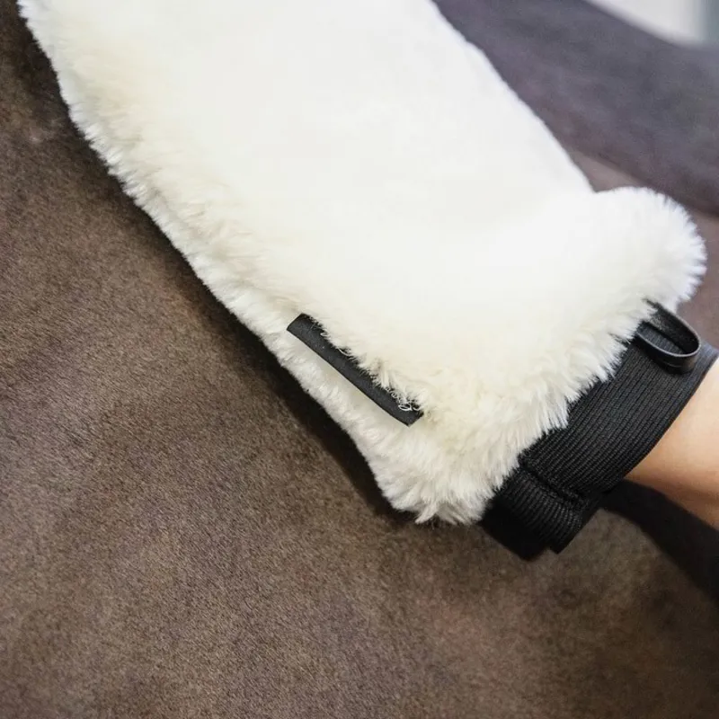 Grooming Deluxe Faux Sheepskin Grooming Mitt - Natural-1