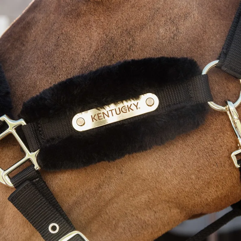 Kentucky Soft Nylon Sheepskin Halter - Black-3