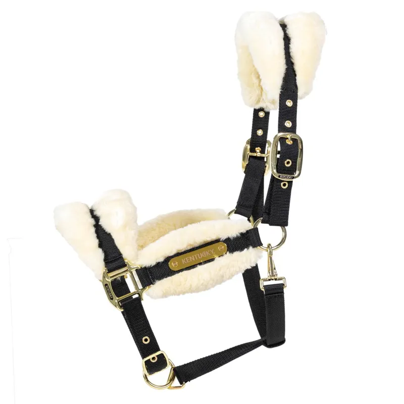 Kentucky Soft Nylon Sheepskin Halter - Natural-1