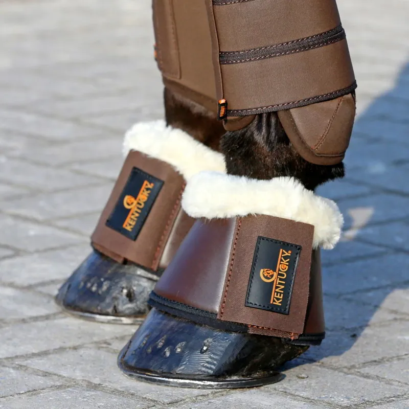 Kentucky Sheepskin Leather Bell Boots - Brown/Natural-2