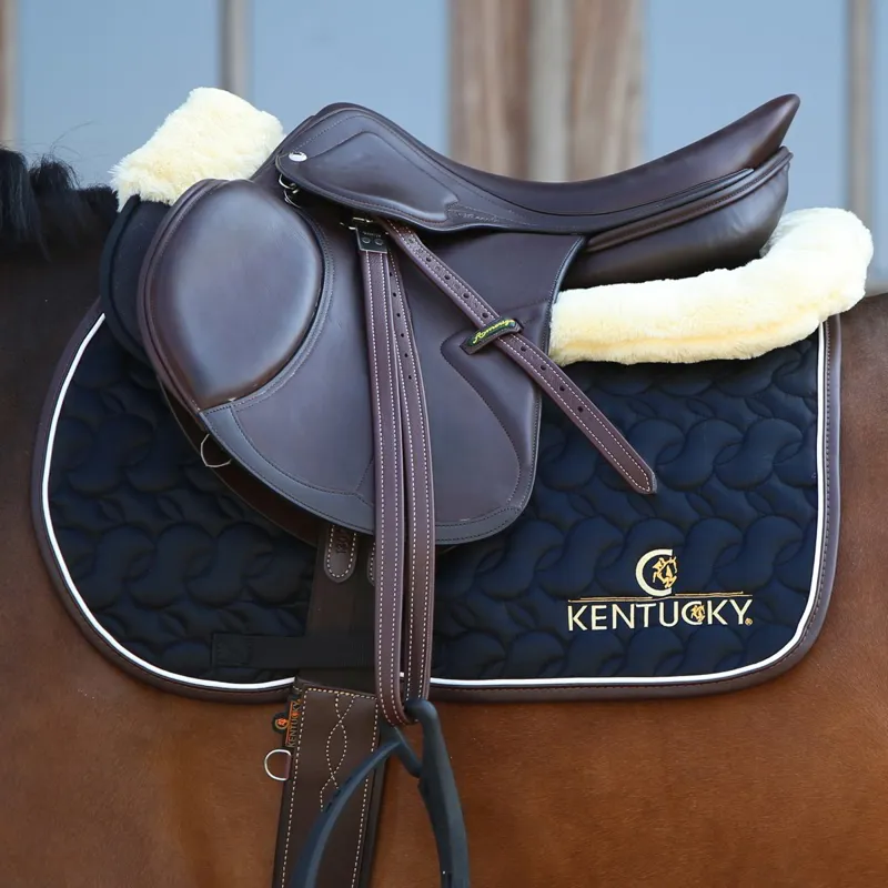 Kentucky Saddle Pad - Navy/White/Brown-1