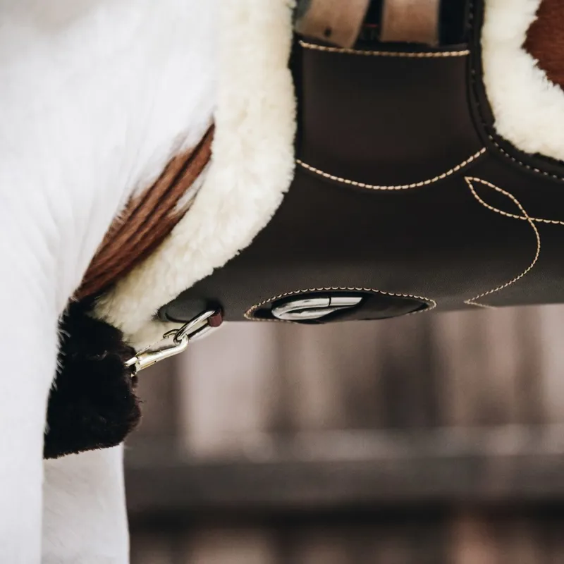 Kentucky Faux Sheepskin Short Stud Girth - Brown/Natural-4