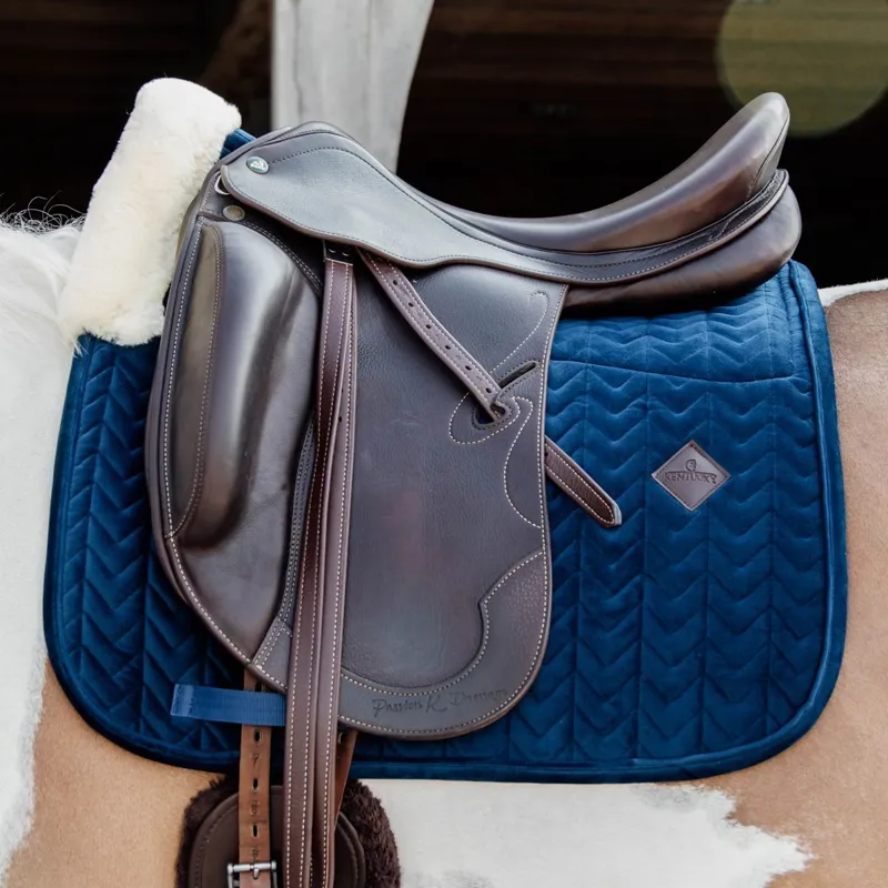 Kentucky Skin Friendly Velvet Dressage Saddle Pad - Navy-1
