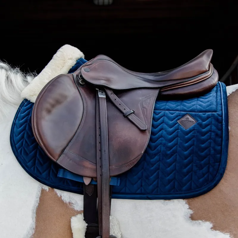 Kentucky Skin Friendly Velvet Jumping Saddle Pad-Navy-1