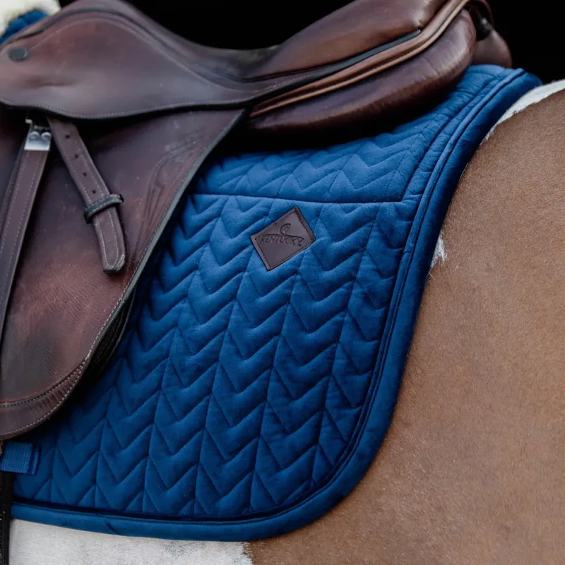 Kentucky Skin Friendly Velvet Jumping Saddle Pad-Navy-2