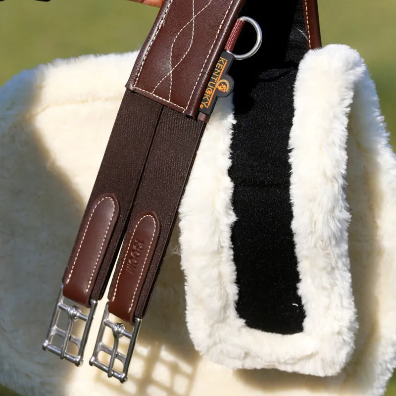 Kentucky Artificial Sheepskin Stud Girth Cover - Natural-1