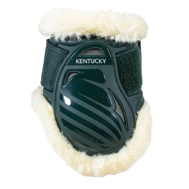 Kentucky Young Horse Vegan Sheepskin Fetlock Boots - Dark Green-3