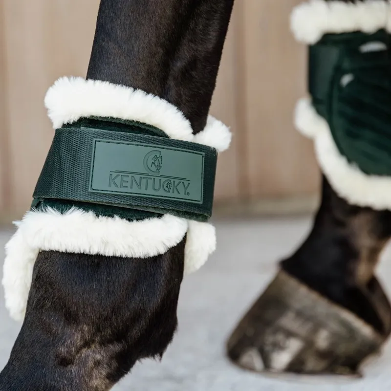 Kentucky Velvet Young Horse Vegan Sheepskin Fetlock Boots - Dark Green-1