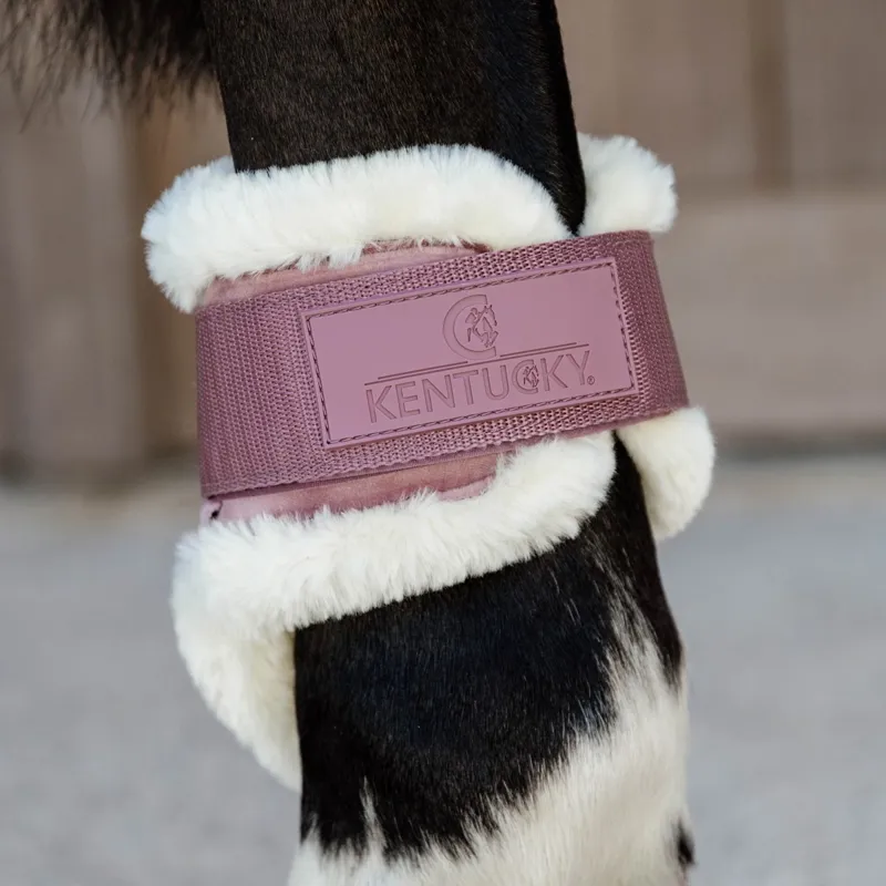 Kentucky Velvet Young Horse Vegan Sheepskin Fetlock Boots - Old Rose-1
