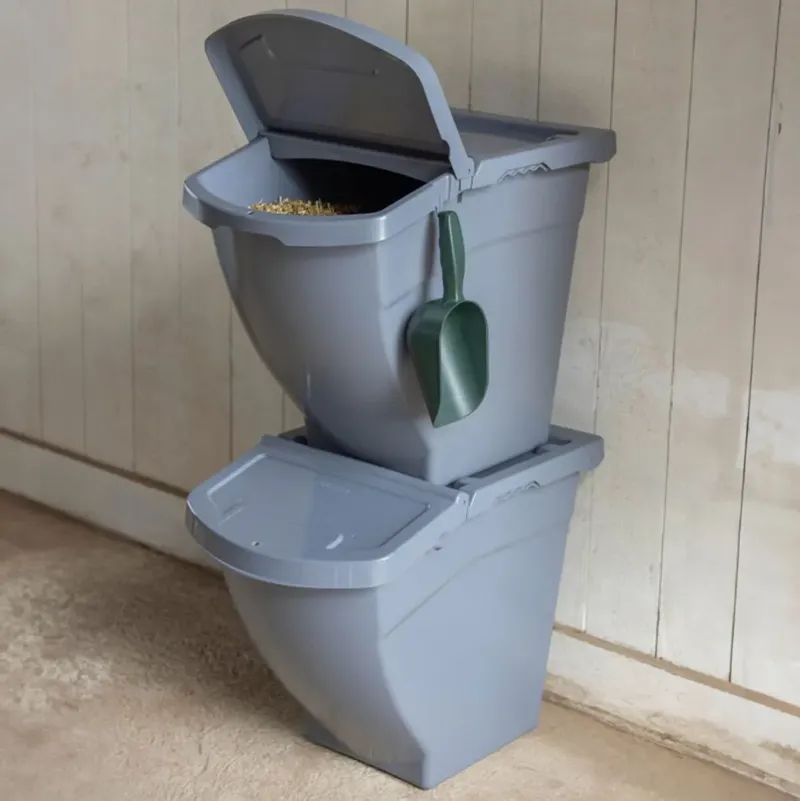 Kerbl Stackable 60L Feed Storage Box - Gray-8