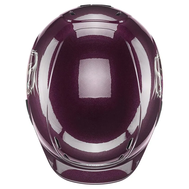 Uvex Kidoxx Dekor Riding Helmet - Flower Pony/Shiny Burgundy-3