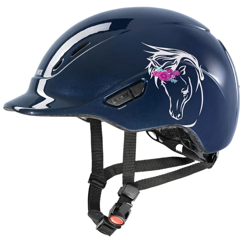 Uvex Kidoxx Dekor Riding Helmet - Flower Pony/Shiny Navy