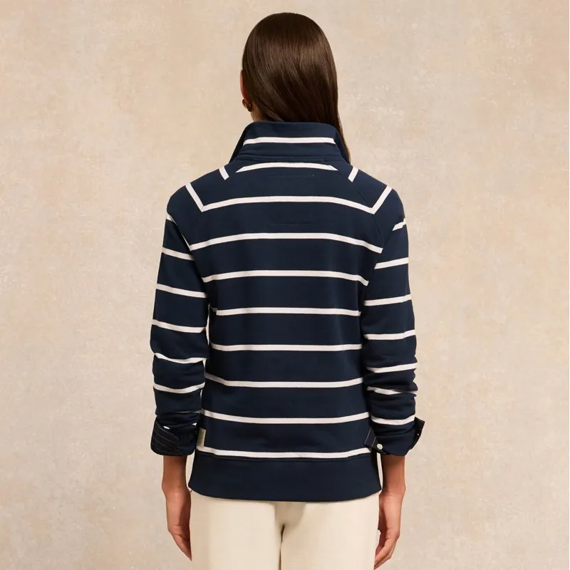 Holland Cooper Kingham Womens Quarter Zip - Ink Navy Stripe-1
