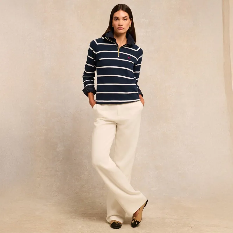 Holland Cooper Kingham Womens Quarter Zip - Ink Navy Stripe-3