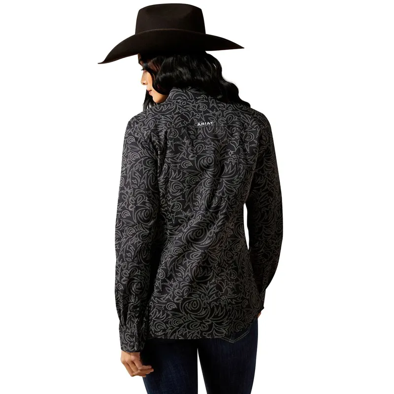 Ariat Kirby Stretch Womens Shirt - Black Boot Stitch-1