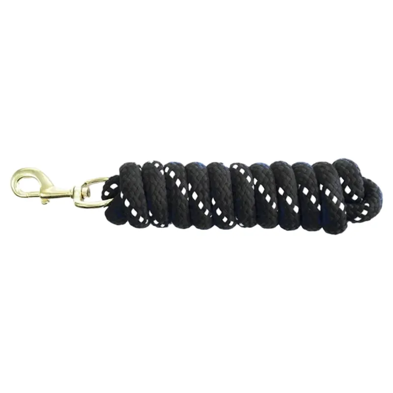 KM Elite Cotton Double Braid Lead Rope 7ft - Black/White