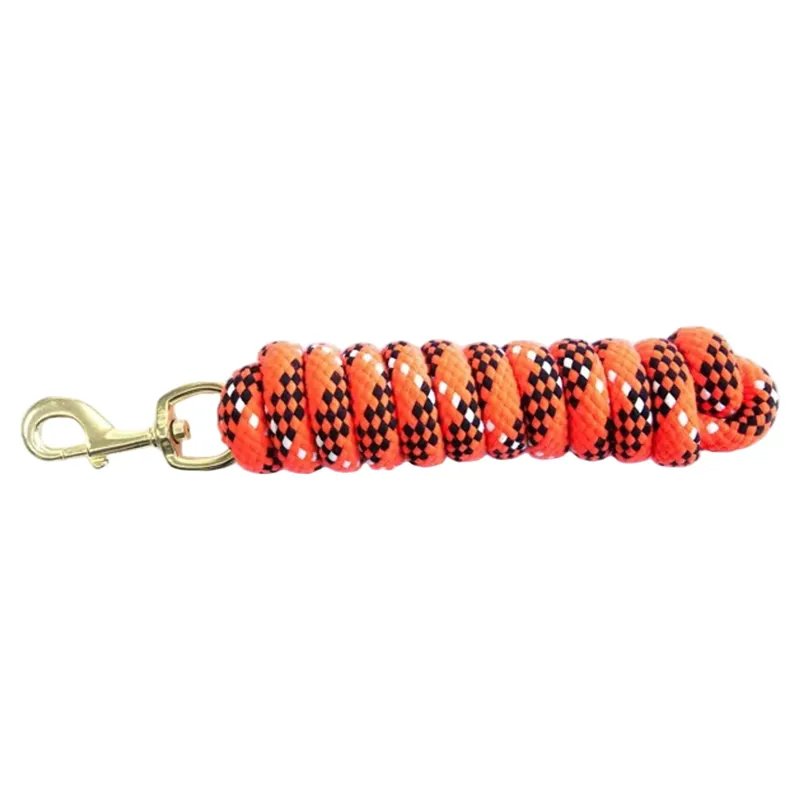 KM Elite Cotton Double Braid Lead Rope 7ft - Orange/White