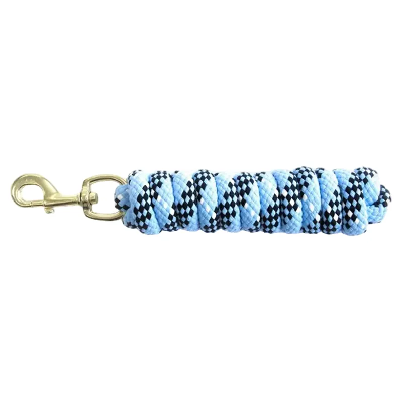KM Elite Cotton Double Braid Lead Rope 7ft - Pastel Blue/White