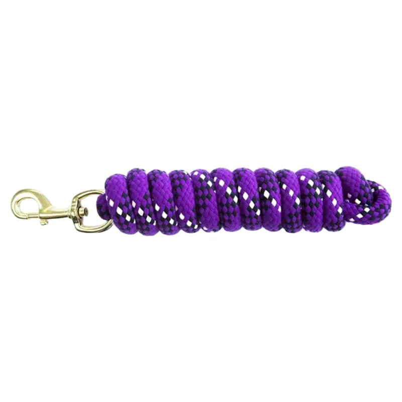 KM Elite Cotton Double Braid Lead Rope 7ft - Purple/White