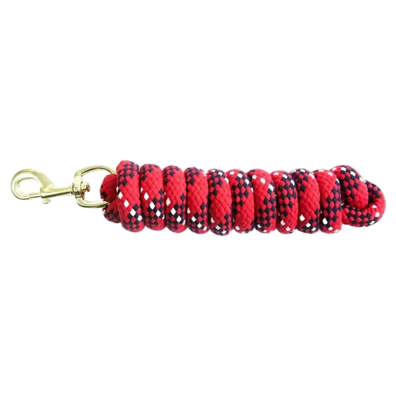 KM Elite Cotton Double Braid Lead Rope 7ft - Red/White