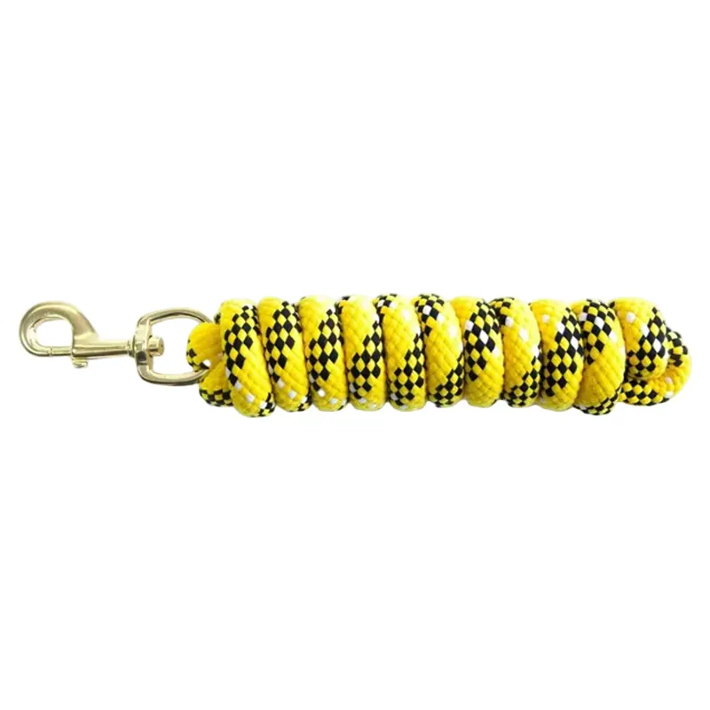KM Elite Cotton Double Braid Lead Rope 7ft - Yellow/White