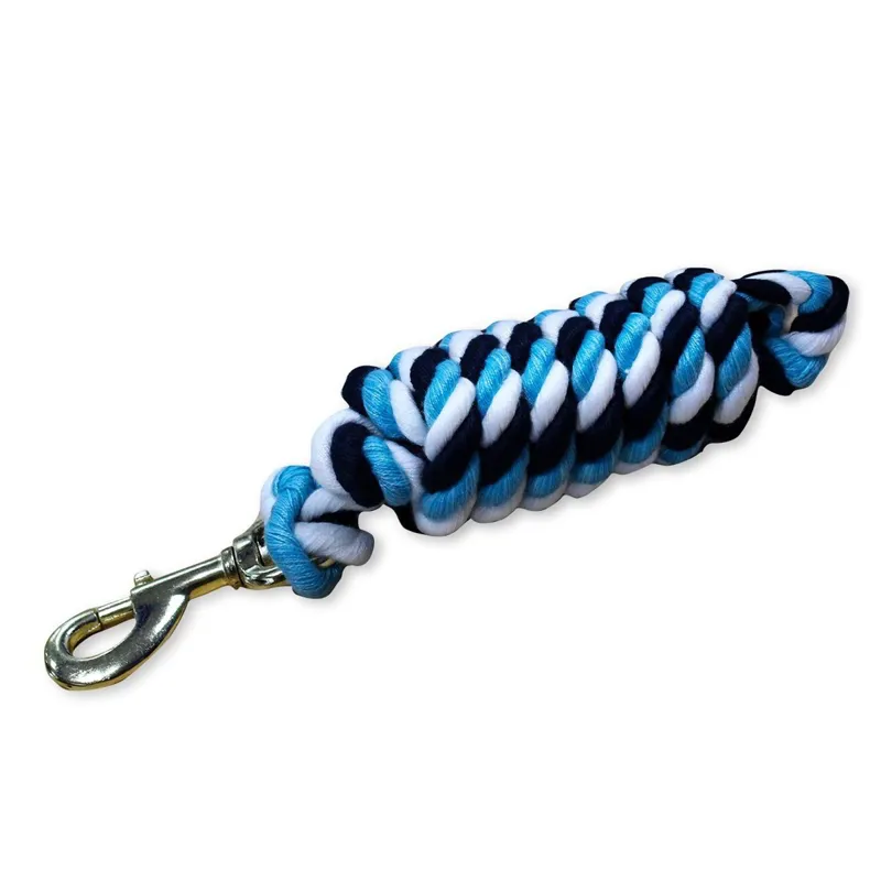 KM Elite Superfine Cotton Lead Rope - Navy/Baby Blue/White-1