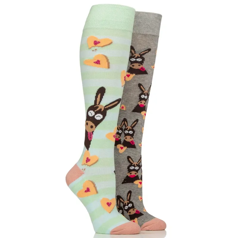Sockshop Wild Feet Knee High Junior Socks 2 Pack - Donkey Dodgers
